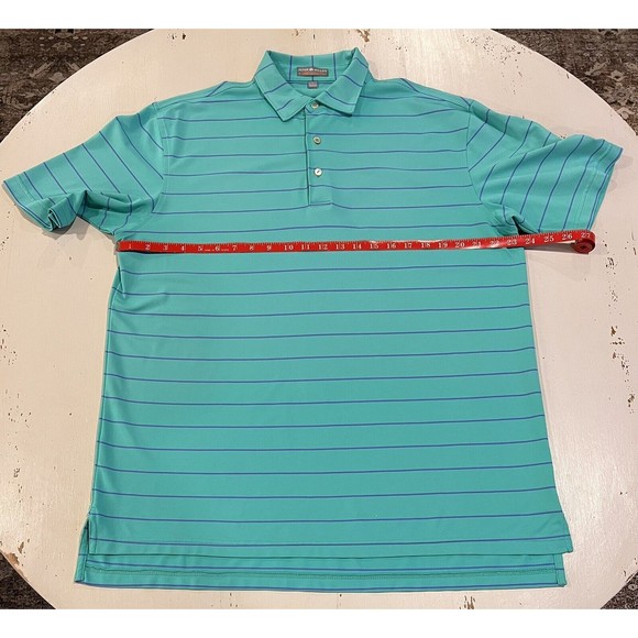 Peter Millar Summer Comfort Polo Shirt Mens Large Green Purple Striped Golf Logo - Picture 4 of 10